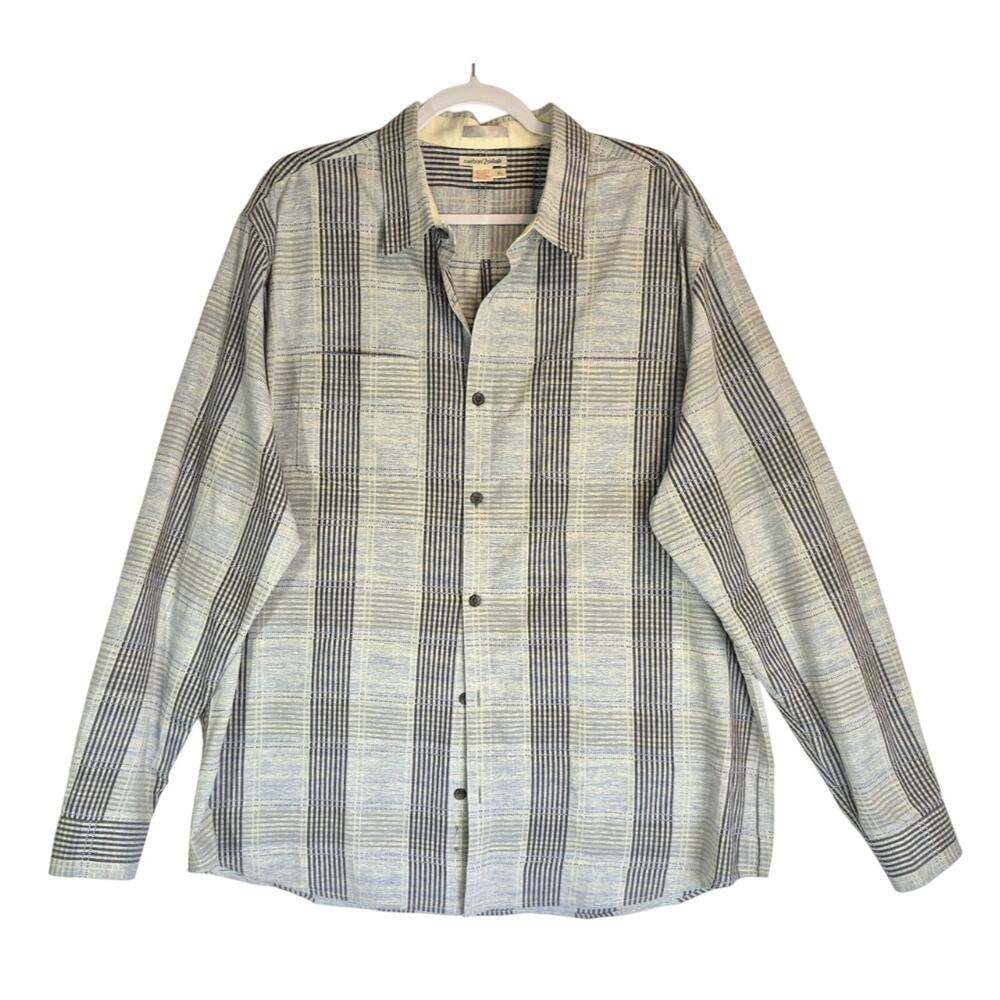Carbon2Cobalt Gray Blue Plaid Mens Button Down Shirt XL